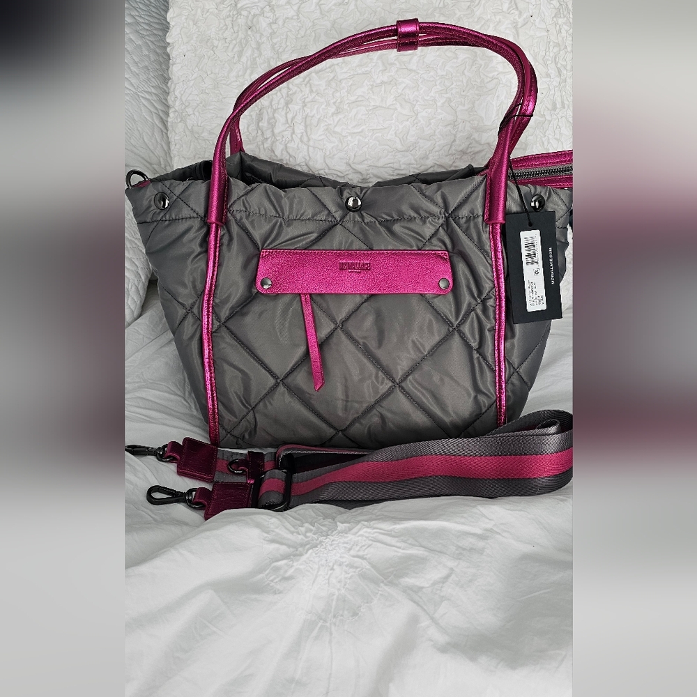 MZ Wallace Madison Shopper in Ash with Fuschia NWT